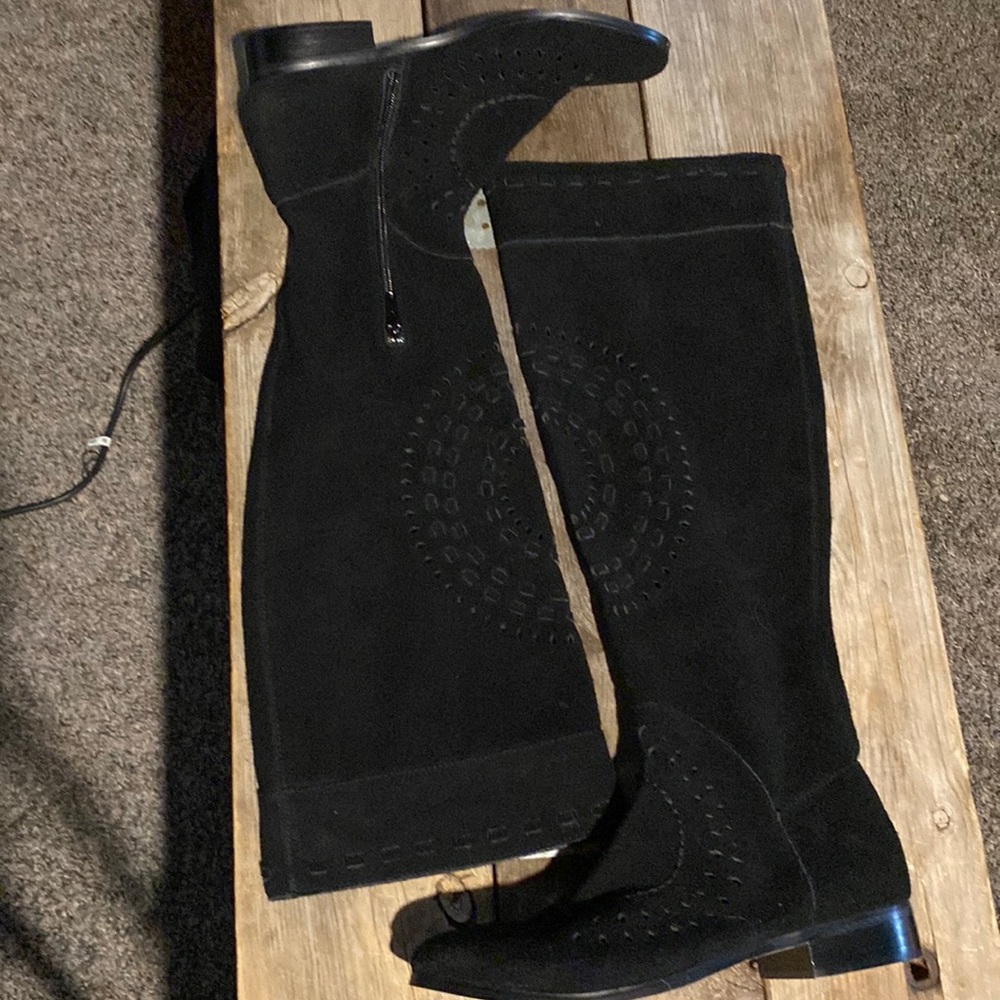 FarylRobin (Anthropologie) tall black suede boots! 7.5